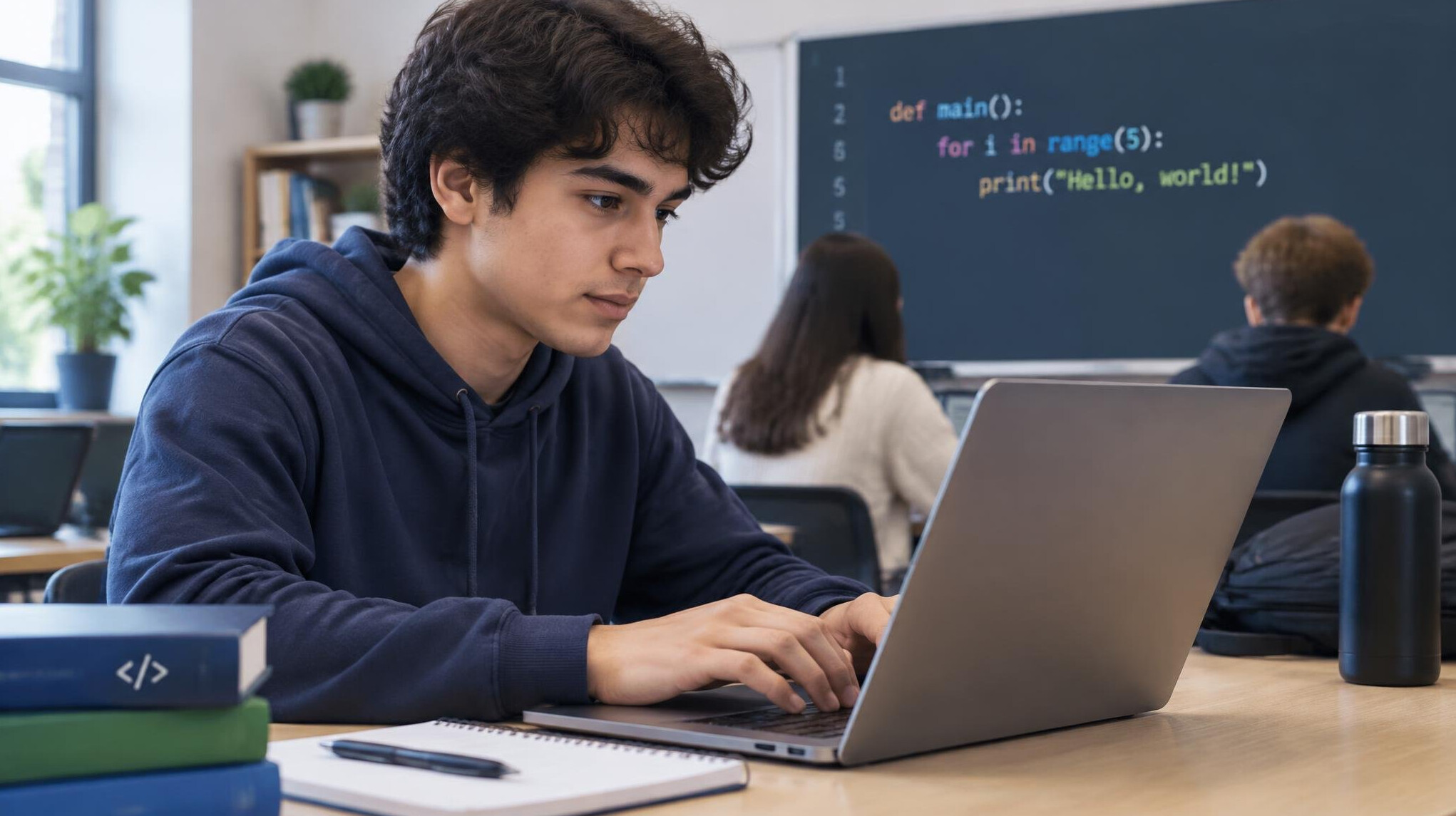 student learning to code