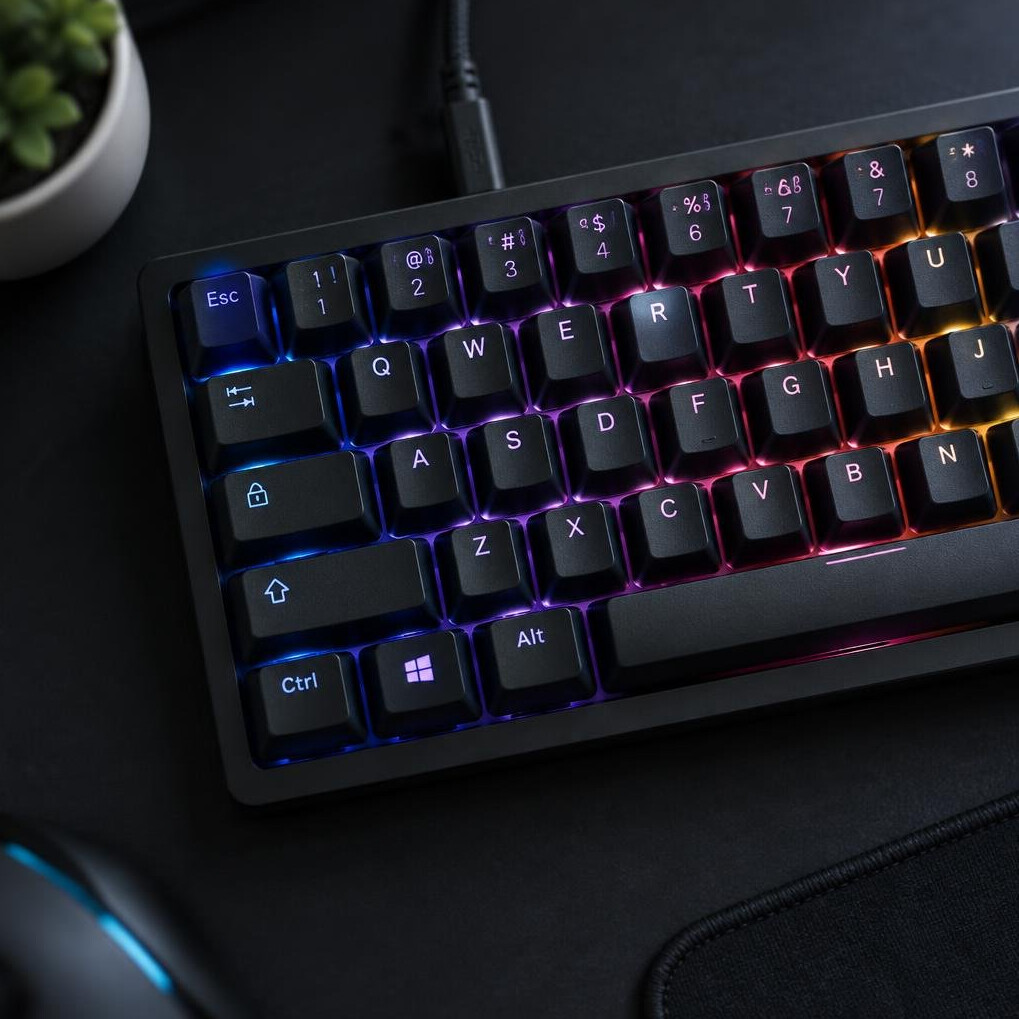Top-down close-up of a mechanical keyboard