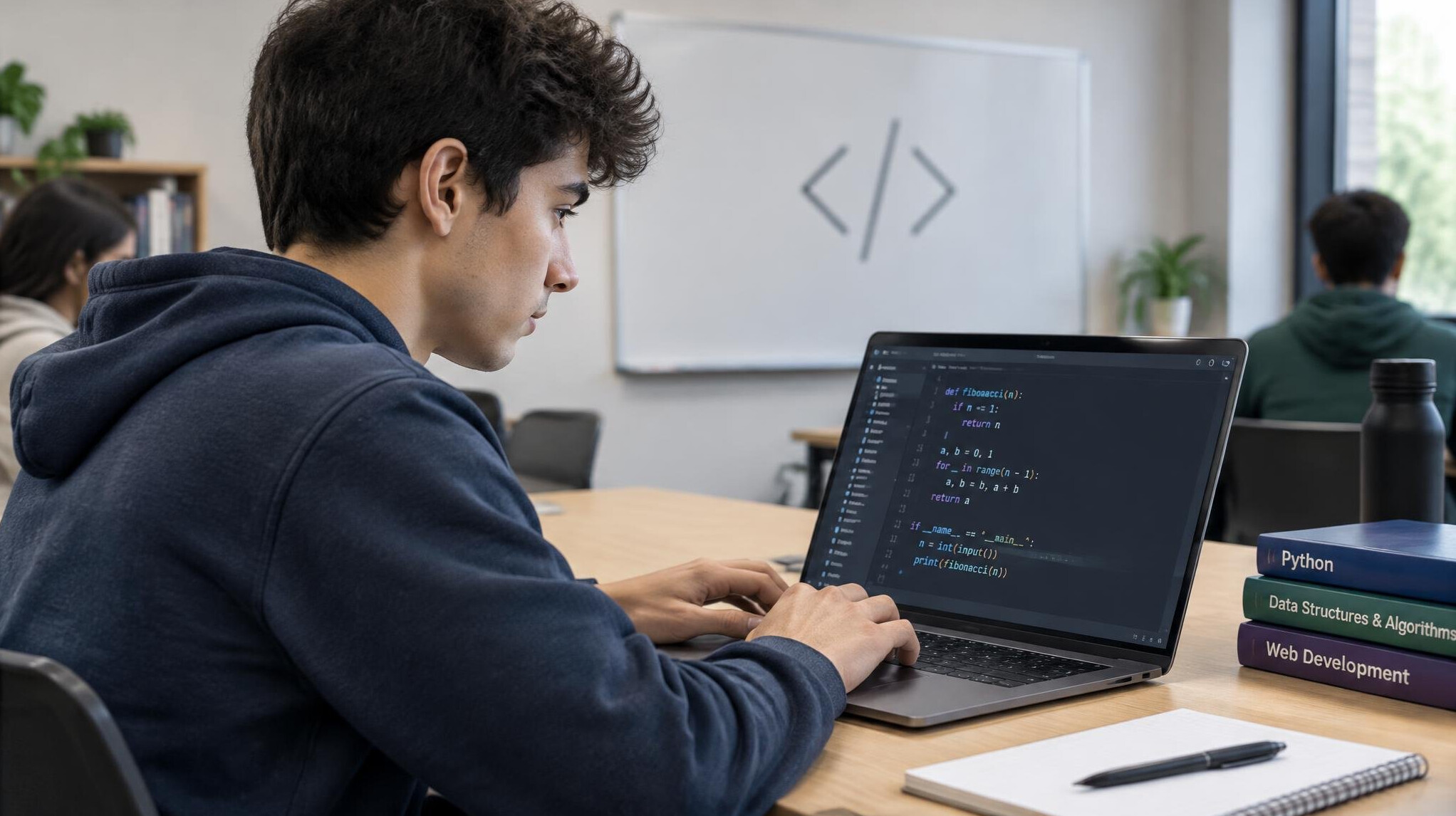 student learning to code