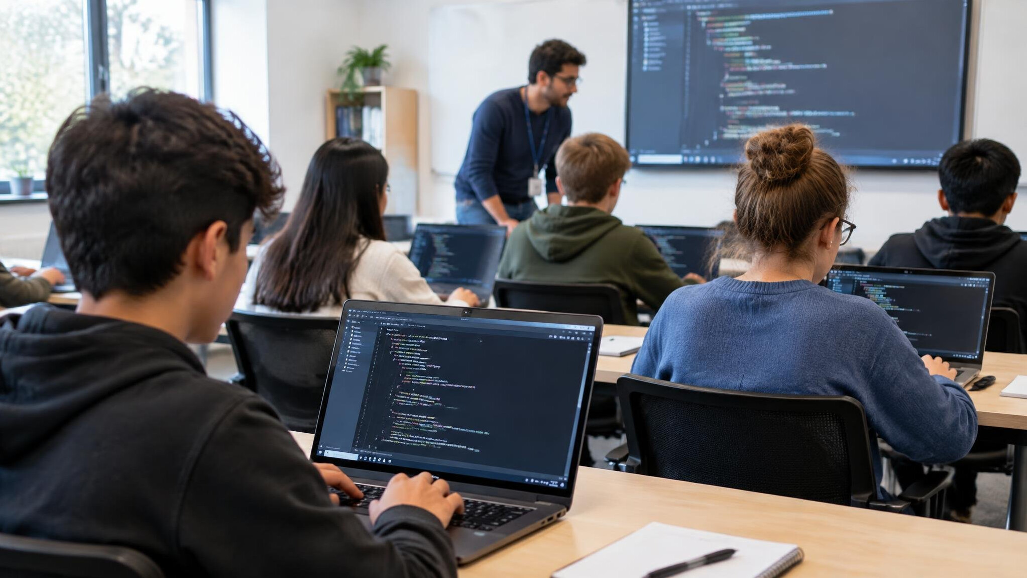 students learning programming